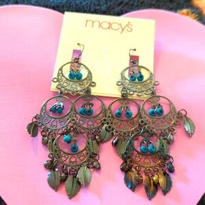 Silver & Blue Dangling Earrings. New SALE